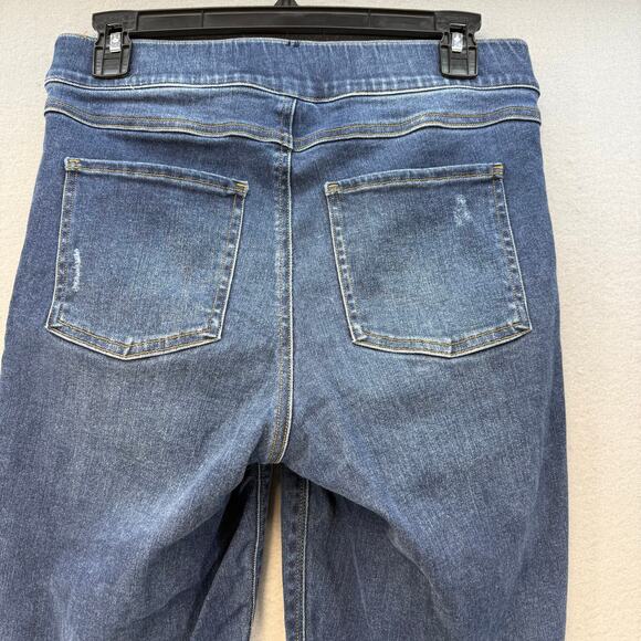 Spanx Jean Women's M (10-12) Blue Ankle Skinny Raw Hem High Rise Stretch - Picture 3 of 12